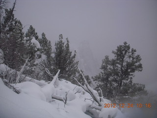 112 84q. Zion National Park - cloudy, foggy Observation Point hike