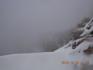 Zion National Park - cloudy, foggy Observation Point hike - I guess it was my crampon