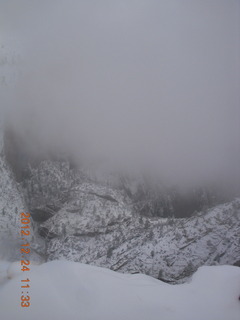 Zion National Park - cloudy, foggy Observation Point hike - Adam