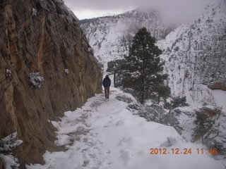 Zion National Park - cloudy, foggy Observation Point hike - another hiker