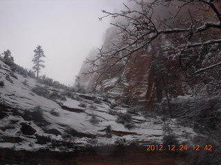 Zion National Park - cloudy, foggy Observation Point hike