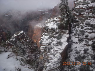 229 84q. Zion National Park - cloudy, foggy Observation Point hike