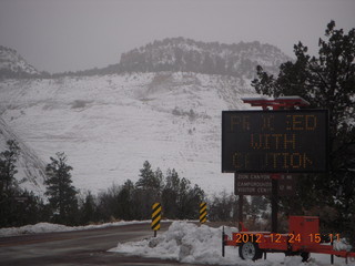 Zion National Park - drive - road warning sign