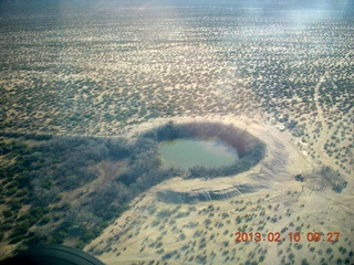 aerial - Eagle Roost flight in Charles R's airplane - watering hole (tank)