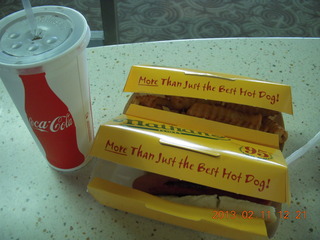 Coke and Nathan's hot dogs in the airport