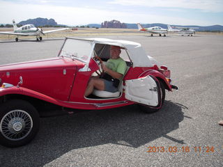 Adam in Jim S's cool red car