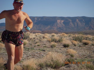 Adam running at Grand Gulch (tripod and timer)