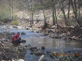 105 88l. Double Circle Ranch at Eagle Creek - creek with Stefanie taking a picture