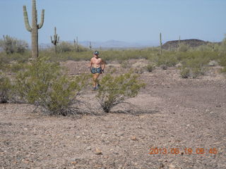 Adam running at Grand Gulch (tripod and timer)