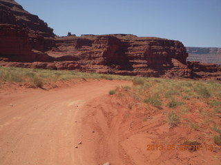 Chicken Corner drive - my red Jeep driving down a hill