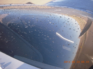 1219 89v. N8377W windshield raindrops at Canyonlands