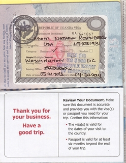 40 8am. Uganda visa in my passport