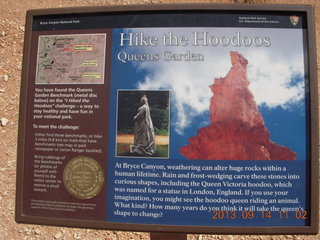Bryce Canyon hike - Benchmark sign Bryce Canyon hike - Benchmark sign