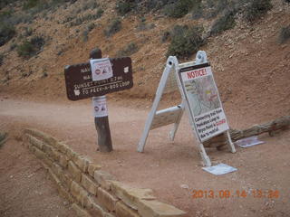 Bryce Canyon hike - closed trails signs
