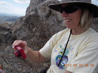 Elephant Mountain hike - Beth taking a picture