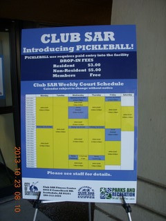 1 8ep. Club SAR sign for Pickleball