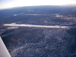 aerial - Grand Canyon Airport (GCN) closed for snow