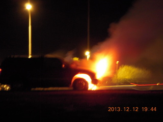 car on fire on Hayden Road on my bike ride home