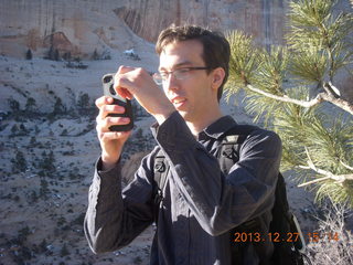 201 8gt. Zion National Park - Angels Landing hike - Brian taking a picture at the top