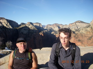 Zion National Park - Angels Landing hike - Adam and Brian at the top