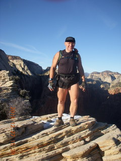 Zion National Park - Angels Landing hike - Adam taking a picture of the ledge at the top