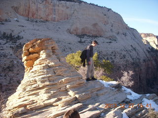 Zion National Park - Angels Landing hike - at the top - Brian on a hill