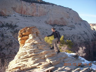 Zion National Park - Angels Landing hike - at the top - Adam hiking to the ledge