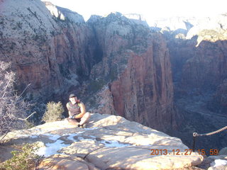 Zion National Park - Angels Landing hike - at the top - Adam sitting on a hill