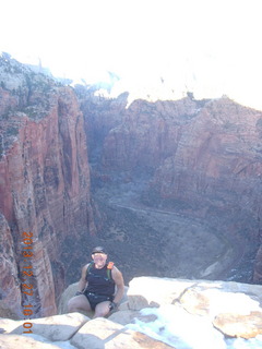 Zion National Park - Angels Landing hike - descending - Adam sitting