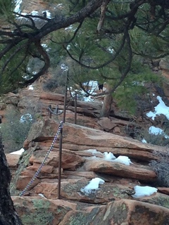 Zion National Park - Angels Landing hike - descending - Adam sitting