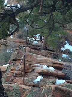 Zion National Park - Angels Landing hike - descending - Adam