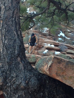 Zion National Park - Angels Landing hike - descending - Adam and Brian