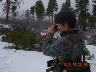 Zion National Park - Cable Mountain hike - Karen taking a picture