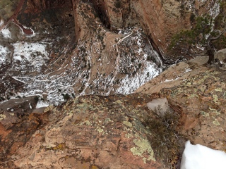 Zion National Park - Cable Mountain hike end view - snowy switchbacks