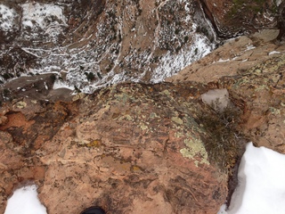 Zion National Park - Cable Mountain hike end view - snowy switchbacks