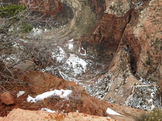 Zion National Park - Cable Mountain hike end view - snowy switchbacks