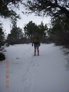 Zion National Park - Cable Mountain hike end view - snowy switchbacks