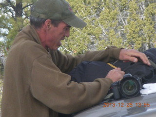 Zion National Park - Cable Mountain hike - Shaun setting up a camera