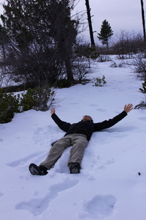 Zion National Park - Cable Mountain hike - Brian making a snow angel