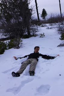 Zion National Park - Cable Mountain hike - Brian making a snow angel