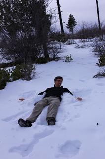 Zion National Park - Cable Mountain hike - Brian making a snow angel