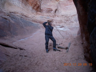 Cave Valley hike - cattle watering hole (a bit frozen) and Brian