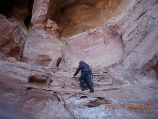 52 8gv. Cave Valley hike - our echo cave - Brian climbing