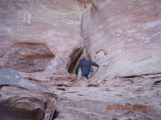 Cave Valley hike - our echo cave - Brian climbing