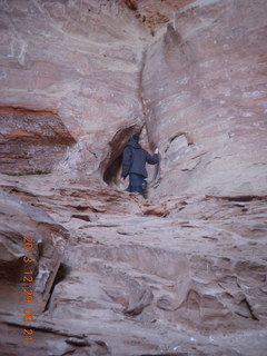 Cave Valley hike - our echo cave - Brian climbing