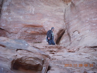 Cave Valley hike - our echo cave - Brian climbing