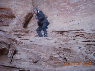 Cave Valley hike - our echo cave - Brian climbing