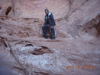 Cave Valley hike - our echo cave - Brian coming down