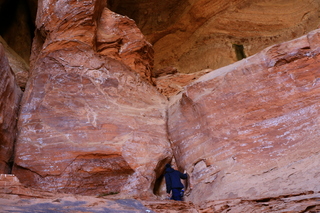 Cave Valley hike - our echo cave - Brian climbing