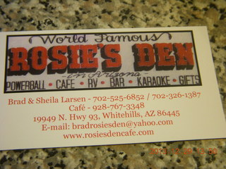 205 8gv. Triangle Airpark - Rosie's Den Cafe card